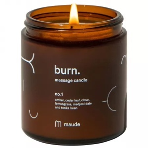 Lumanare pentru masaj cu ambra, cedru si lemongrass Burn no. 1, 113.3 g, Maude - Img 1
