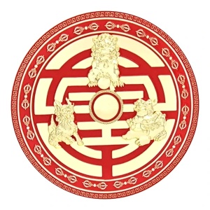 Sticker Feng Shui – Trei Gardieni Celești, roșu, 5 cm - Img 1