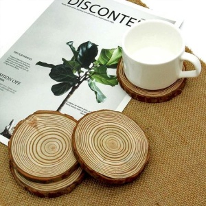 Suporturi/Coasters din lemn natural Uplift Elements, set 4 buc, Ø10 cm - Img 6