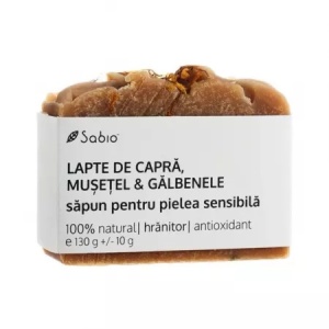 Sapun solid cu lapte de capra, musetel si galbenele, 130g, Sabio - Img 1