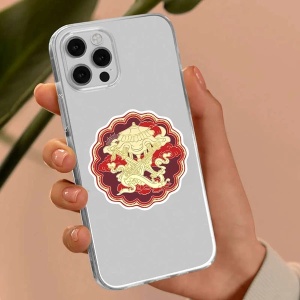 Sticker Feng Shui – Amuletă cu Cele Patru Arme ale Regilor Cerești, 2025, roșu, 5 cm - Img 2