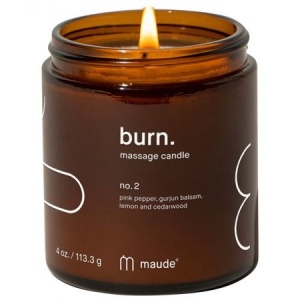 Lumanare pentru masaj cu piper roz si gurjun balsam Burn no.2, 113.3 g, Maude - Img 1