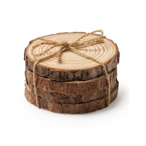 Suporturi/Coasters din lemn natural Uplift Elements, set 4 buc, Ø10 cm - Img 1