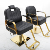Scaun frizerie cu spatar reglabil Negru Gold