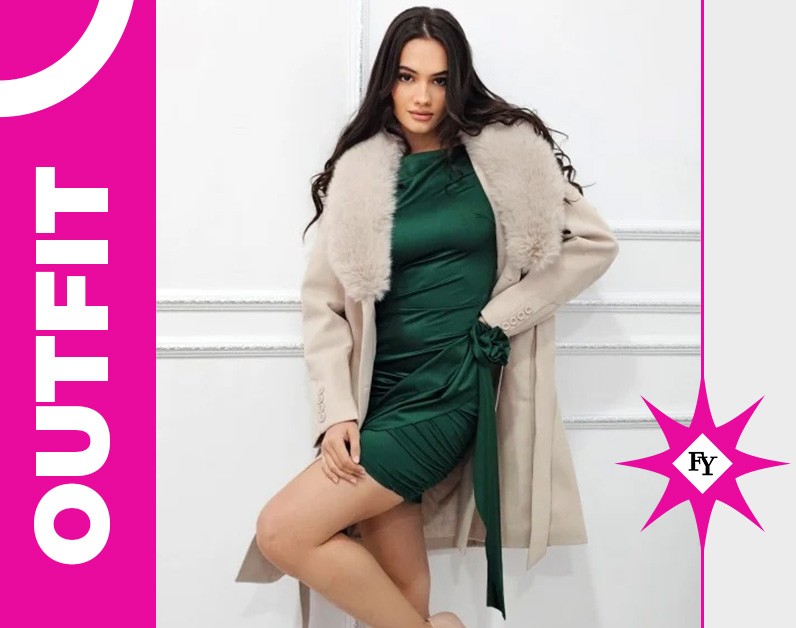 Eleganta de seara: Rochie satinata Jordana in tandem cu Paltonul din lana Exclusive