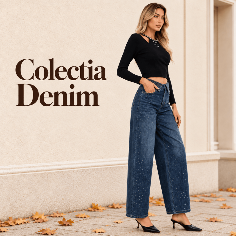 Colecție denim pentru damă cu blugi și piese casual moderne