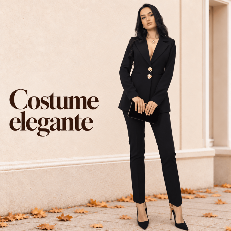 Costume elegante pentru damă cu sacou și pantaloni pentru ținute rafinate