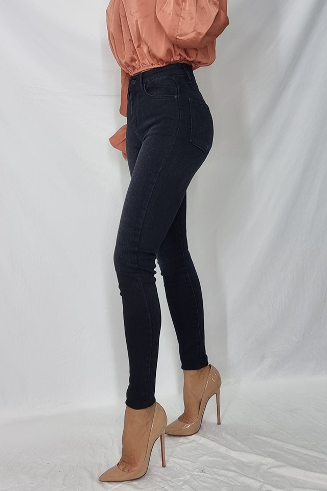 Blugi dama skinny Chiara, cu efect de push up, Negru