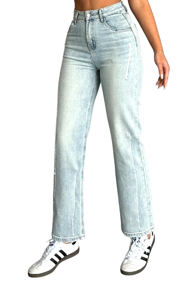 Blugi de femei wide leg Tripoli, cu super elastan, Albastru zapada