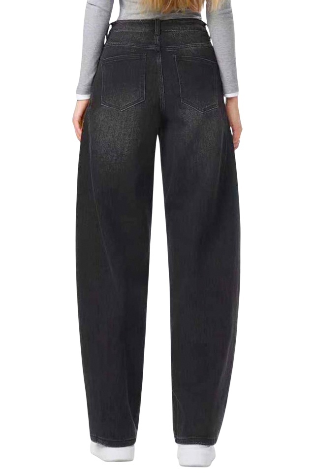 Blugi loose fit BARREL cu aspect prespalat, Gri Antracit - 2 | YEO