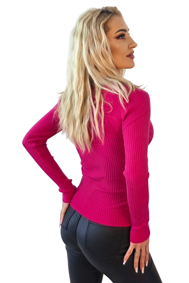 Bluza bandage, asimetrica Miss Lady, cu decolteu petrecut, Fucsia