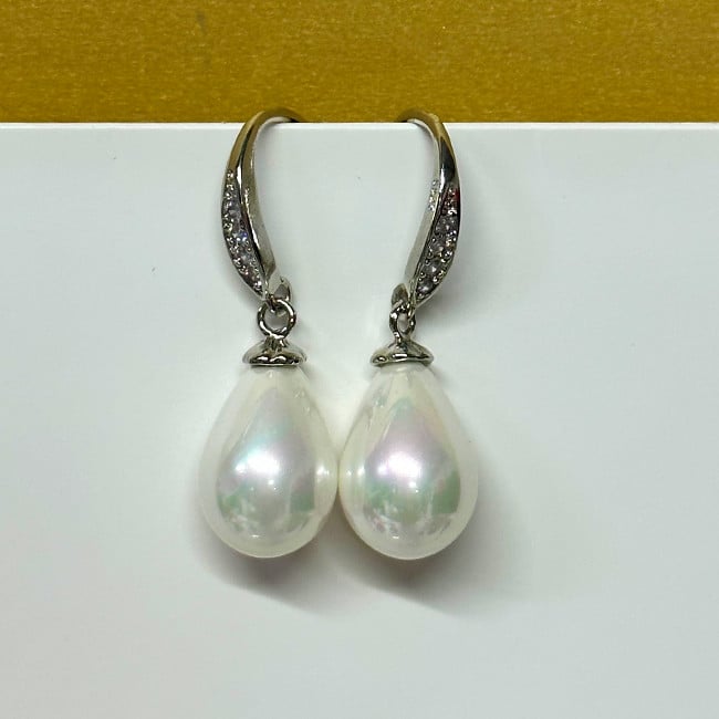 Cercei eleganti Pearls, accesorizati cu perle si pietre semipretioase, in cutie cadou, Alb unt - 1 | YEO