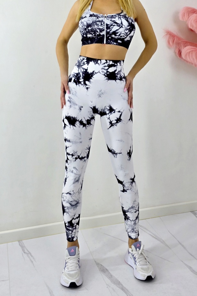 Colanti fitness cu nervuri, Kabyn, push up si banda modelatoare, ALB Fussion