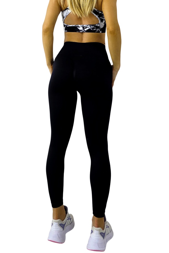 Colanti yoga LYMON, cu banda elastica si push up, Negru