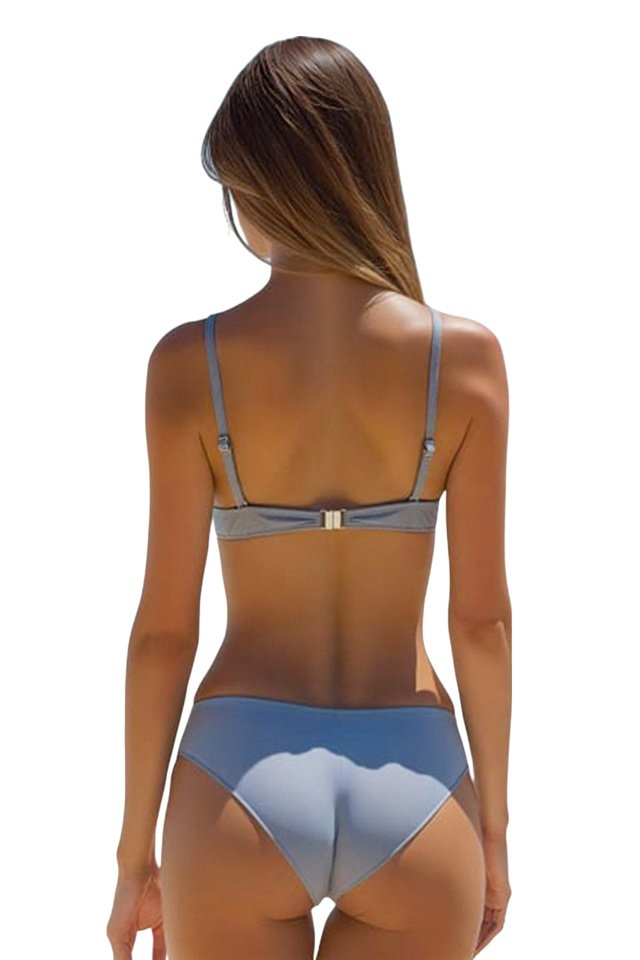 Costum baie doua piese Miss RoyaL, sutien push up imprimat si slip semidecupat, Gri - 3 | YEO