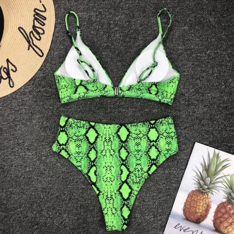 Costum de baie doua piese Crazy Print verde - 1 | YEO