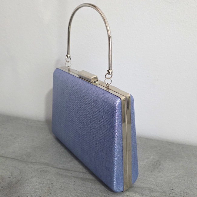 Geanta de ocazie, SYLVI, tip clutch, cu lant detasabil argintiu si piele ecologica, Albastru - 1 | YEO
