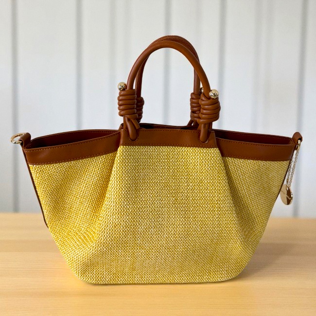 Geanta plaja tip shopper, LiLo, cu bareta detasabila si detalii aurii, Maro