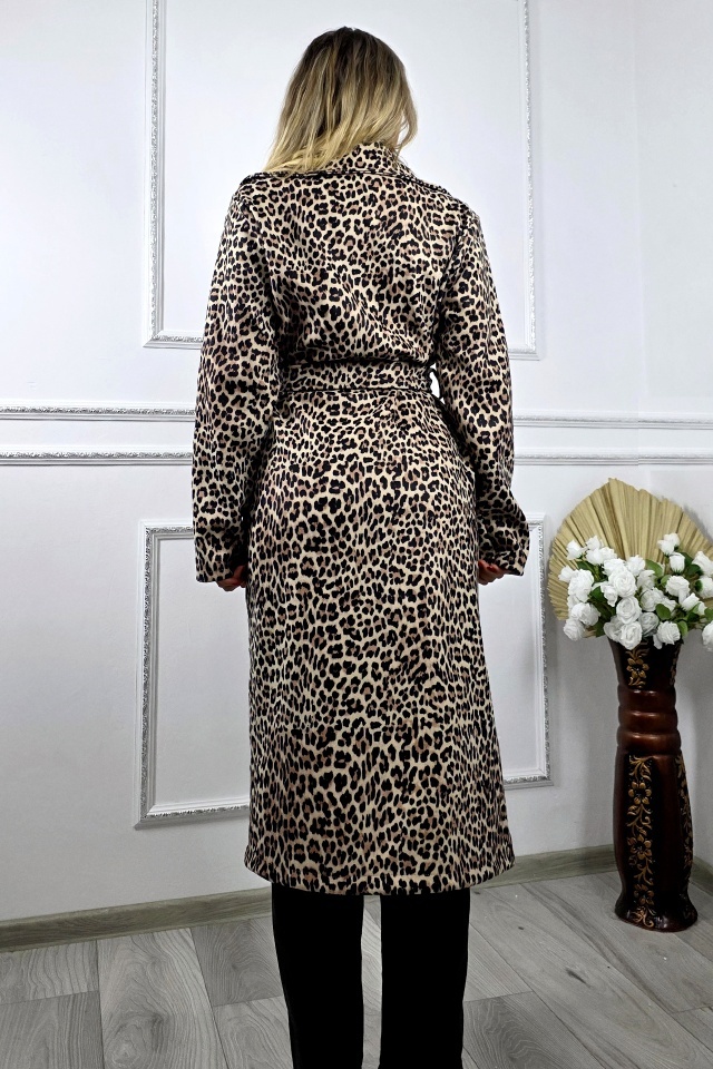 Haina lunga de dama Ophira animal print si cordon, Crem Leopard, Marime S/M - 1 | YEO