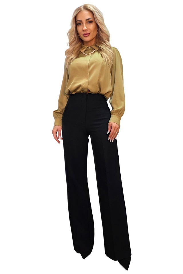 Pantaloni office RAVELLO, croiala lejera si buzunare decorative, Negru