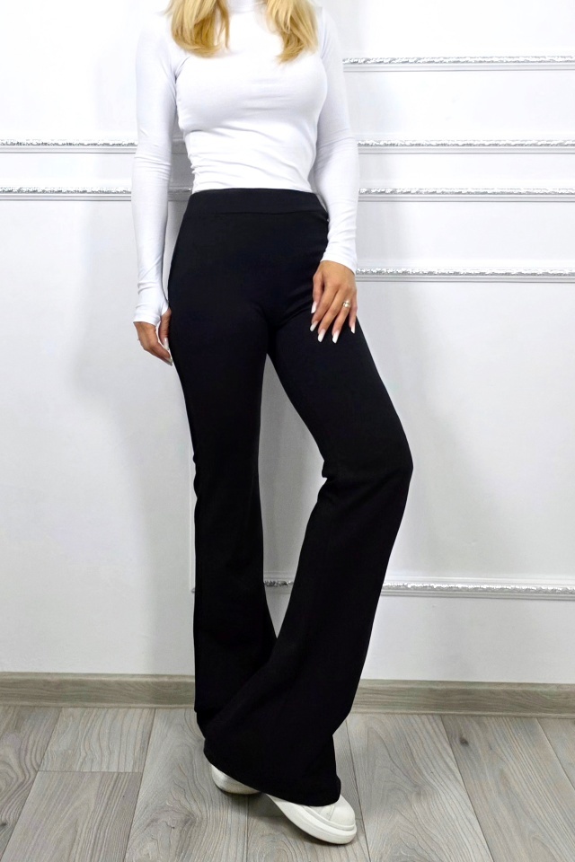 Pantaloni Politeh, evazati, cu talie inalta, Negru, Marime S/M - 3 | YEO