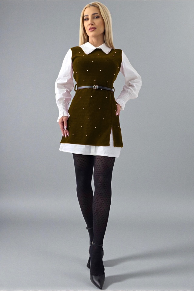 Rochie Iuliana, croi scurt cu paiete si curea asortata, MARO, Marime S/M