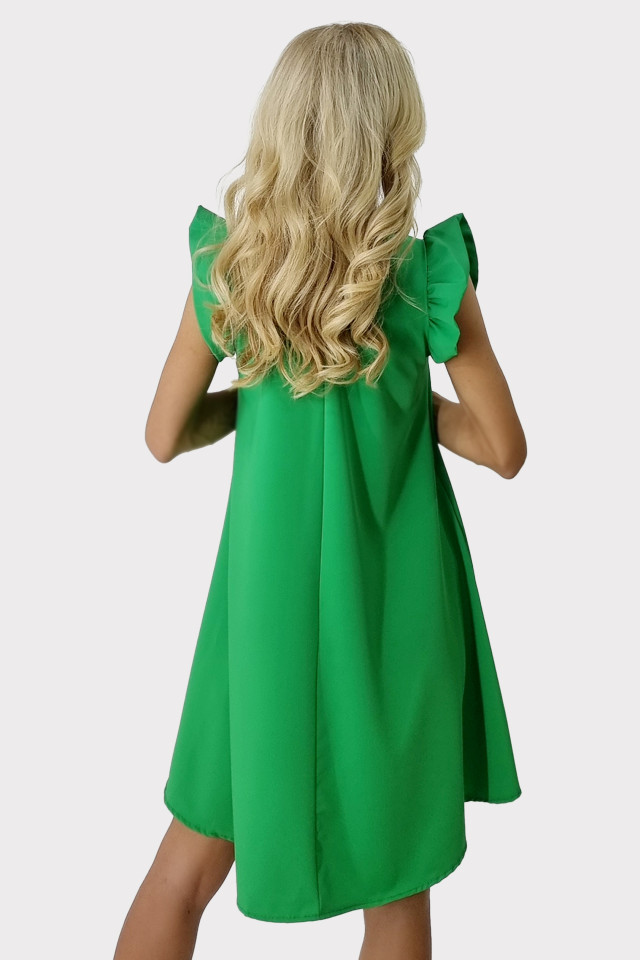 Rochie larga Azzuro, cu umeri bufanti si croiala in A, Verde Smarald, Marime universala S/M/L