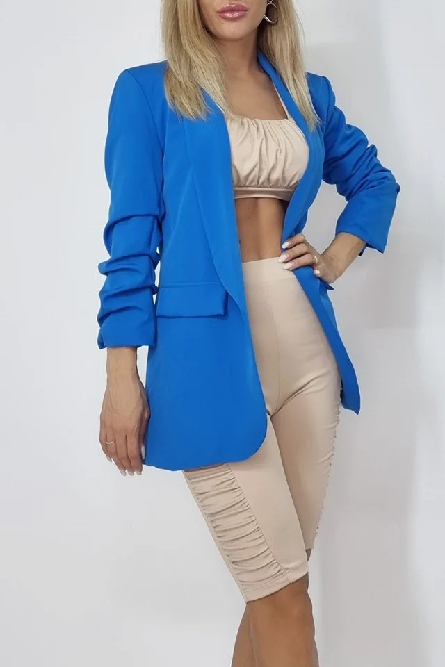 Sacou casual BLUMY, cu lungime medie si clapete, Albastru, Marime XL/2XL - 2 | YEO