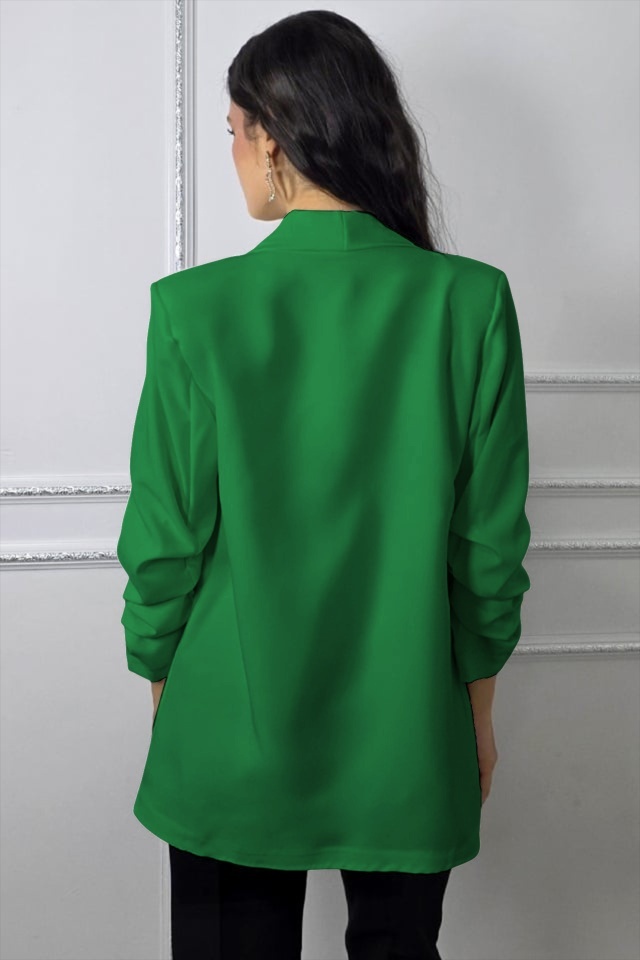 Sacou cu maneca incretita Alessia si buzunare decorative, Verde deschis, Marime S/M - 1 | YEO