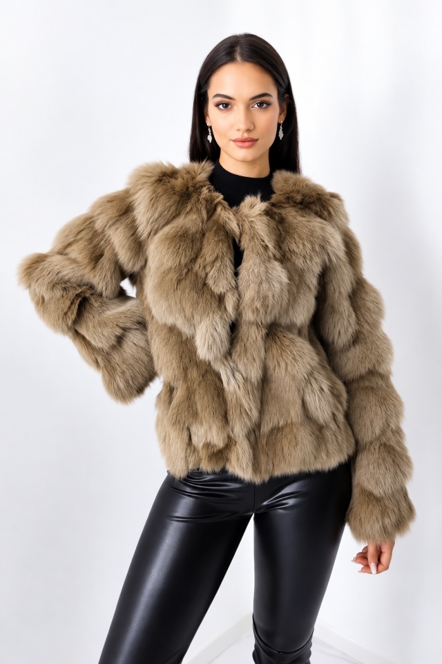 Blana naturala de vulpe Sidonia, cu prindere pe interior, Maro, Marime S/M/L — imaginea 3