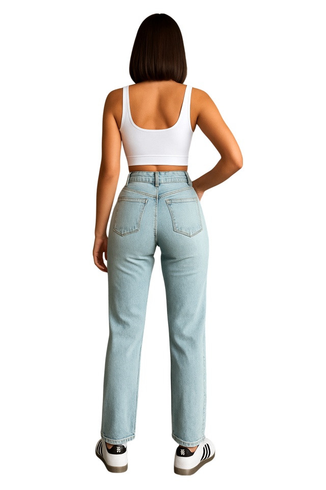 Blugi de femei wide leg Tripoli, cu super elastan, Albastru zapada