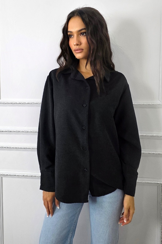Camasa casual de dama Bethany cu nasturi, Negru, Marime S/M - 2 | YEO