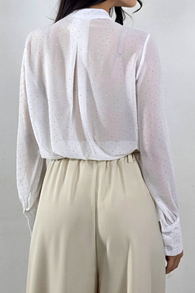 Camasa eleganta cu jabou Daliah si cristale, ALB, Marime S/M - 1 | YEO