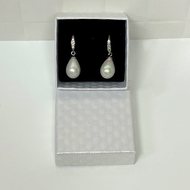 Cercei eleganti Pearls, accesorizati cu perle si pietre semipretioase, in cutie cadou, Alb unt - 2 | YEO