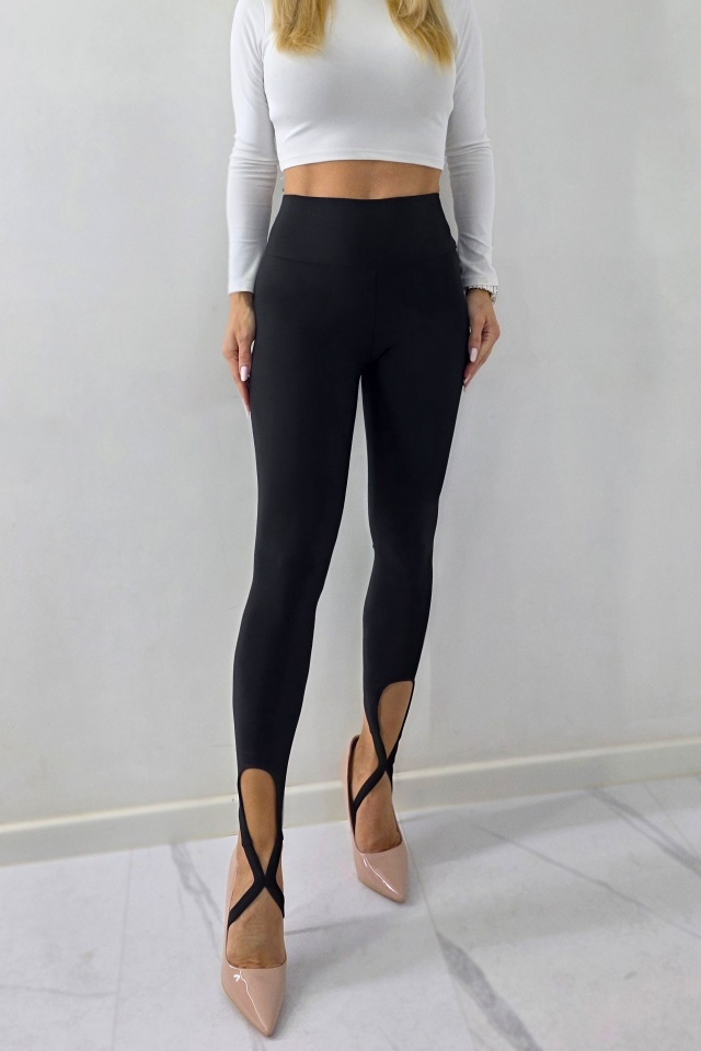 Colanti modelatori BAMBI, cu barete incrucisate la glezna, Negru