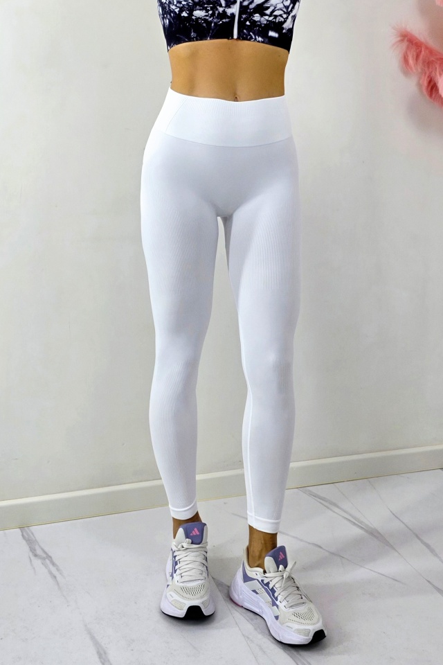 Colanti yoga LYMON, cu banda modelatoare si push up, ALB