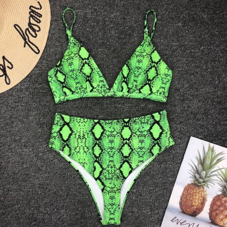 Costum de baie doua piese Crazy Print verde - 2 | YEO