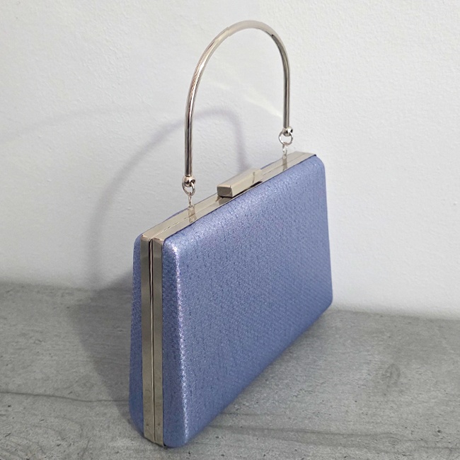 Geanta de ocazie, SYLVI, tip clutch, cu lant detasabil argintiu si piele ecologica, Albastru - 2 | YEO