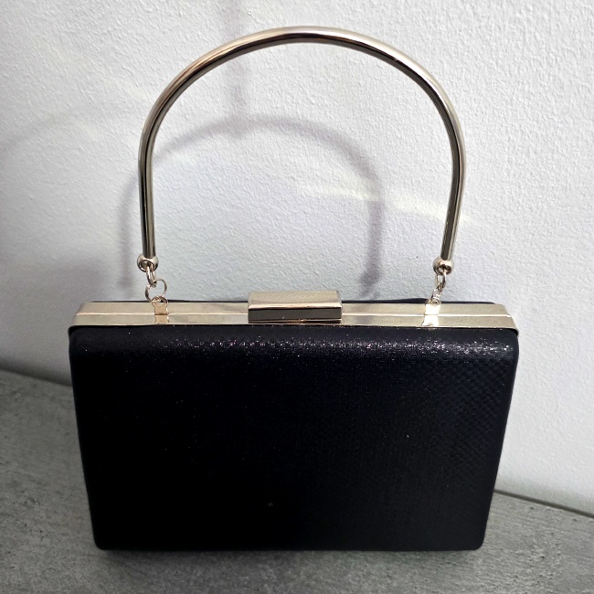 Geanta de ocazie, SYLVI, tip clutch, cu lant detasabil argintiu si piele ecologica, Negru - 2 | YEO