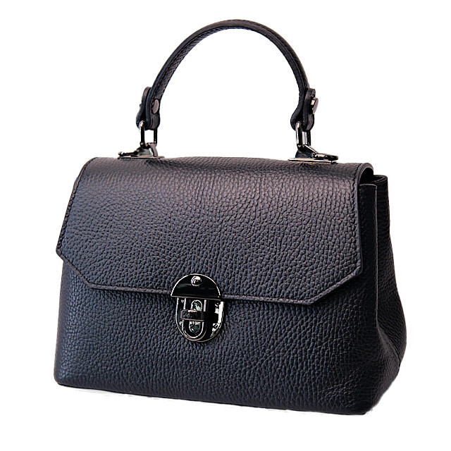 Geanta eleganta, GlamourGrip, din piele naturala, de tip business si curea detasabila, Negru