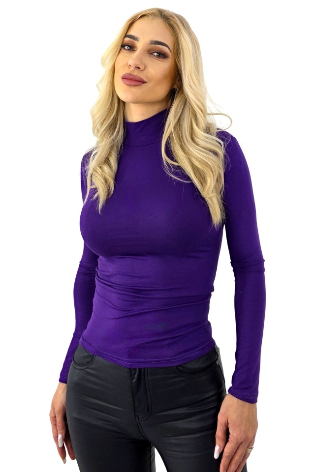 Maleta subtire de dama Lady Liza, cu guler inalt, Albastru Indigo