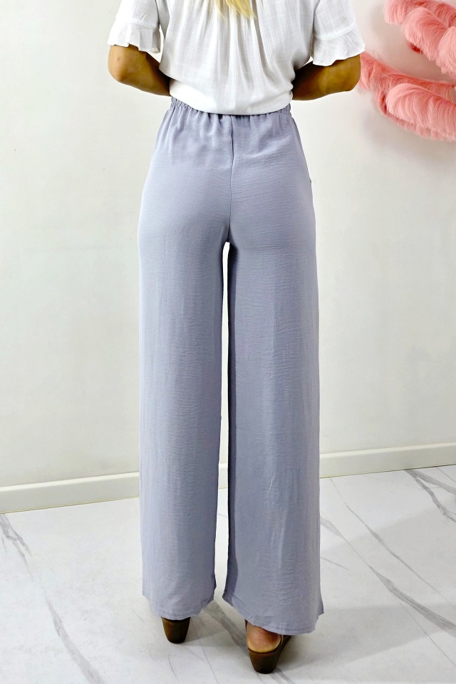 Pantaloni lungi de zi, bumbac MERON, cu snur si croi larg, GRI - 2 | YEO