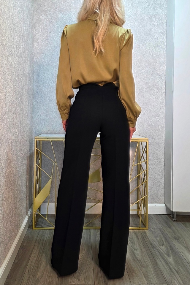 Pantaloni office RAVELLO, croiala lejera si buzunare decorative, Negru