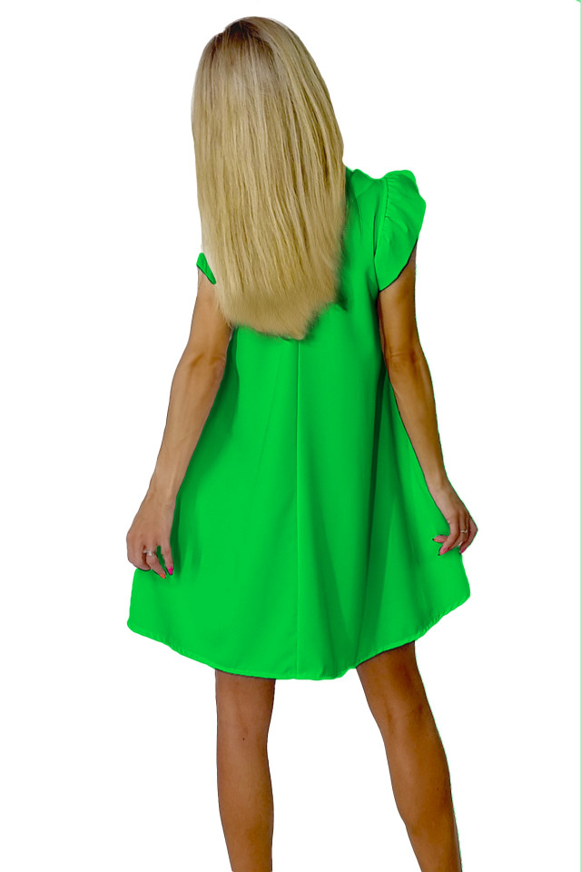 Rochie larga Azzuro, cu umeri bufanti si croiala in A, Verde , Marime universala S/M/L