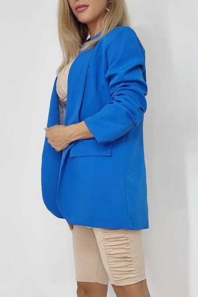 Sacou casual BLUMY, cu lungime medie si clapete, Albastru, Marime XL/2XL - 3 | YEO