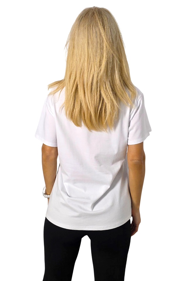 Tricou bumbac NOREA, cu imprimeu in relief, LOVE Alb - 1 | YEO