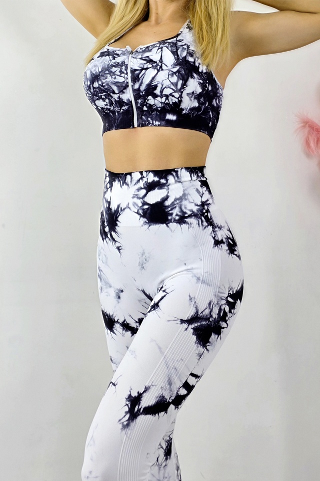 Colanti fitness cu nervuri, Kabyn, push up si banda modelatoare, ALB Fussion - 2 | YEO