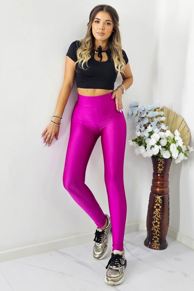 Colanti Lycra Taylor, cu aspect metalizat, Fucsia - 2 | YEO