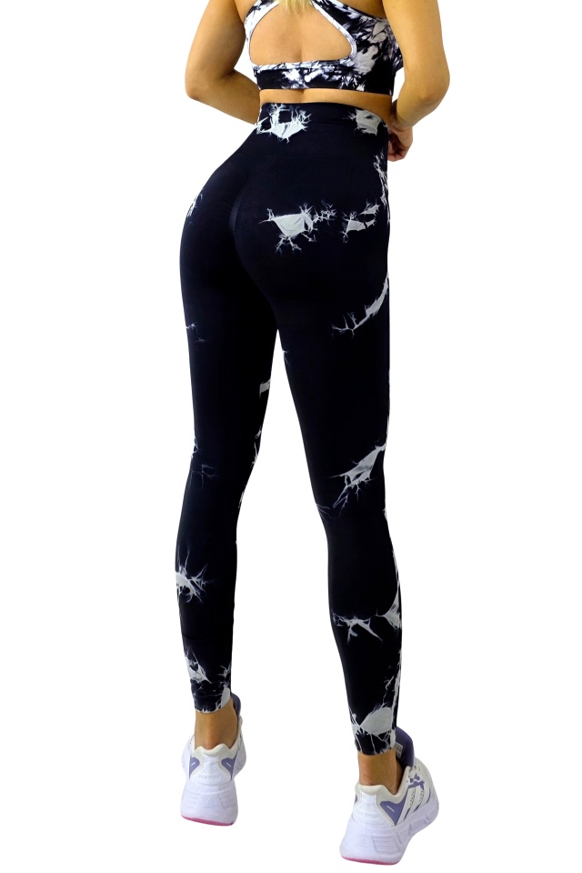 Colanti yoga cu nervuri, Kabyn, push up si banda modelatoare, Negru Fussion