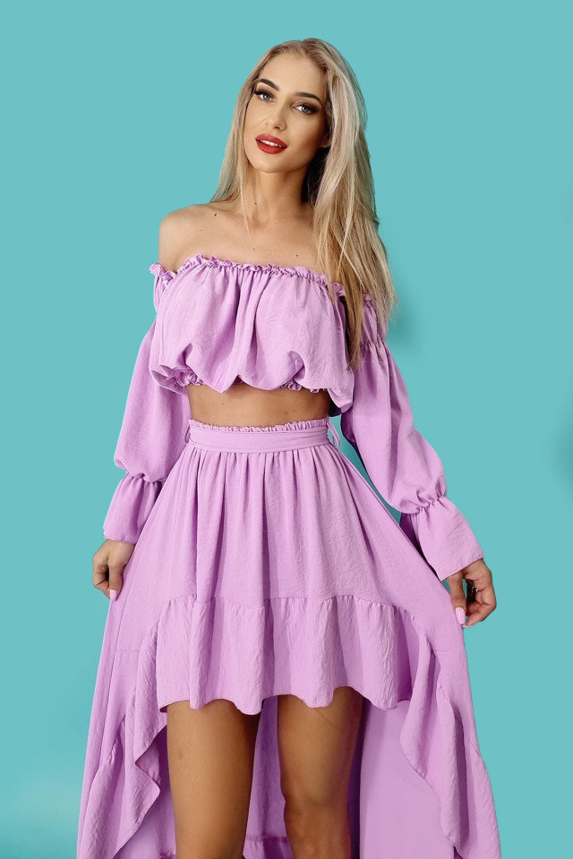 Compleu Edith, fusta si top scurt, Lila, Marime universala S/M - 3 | YEO